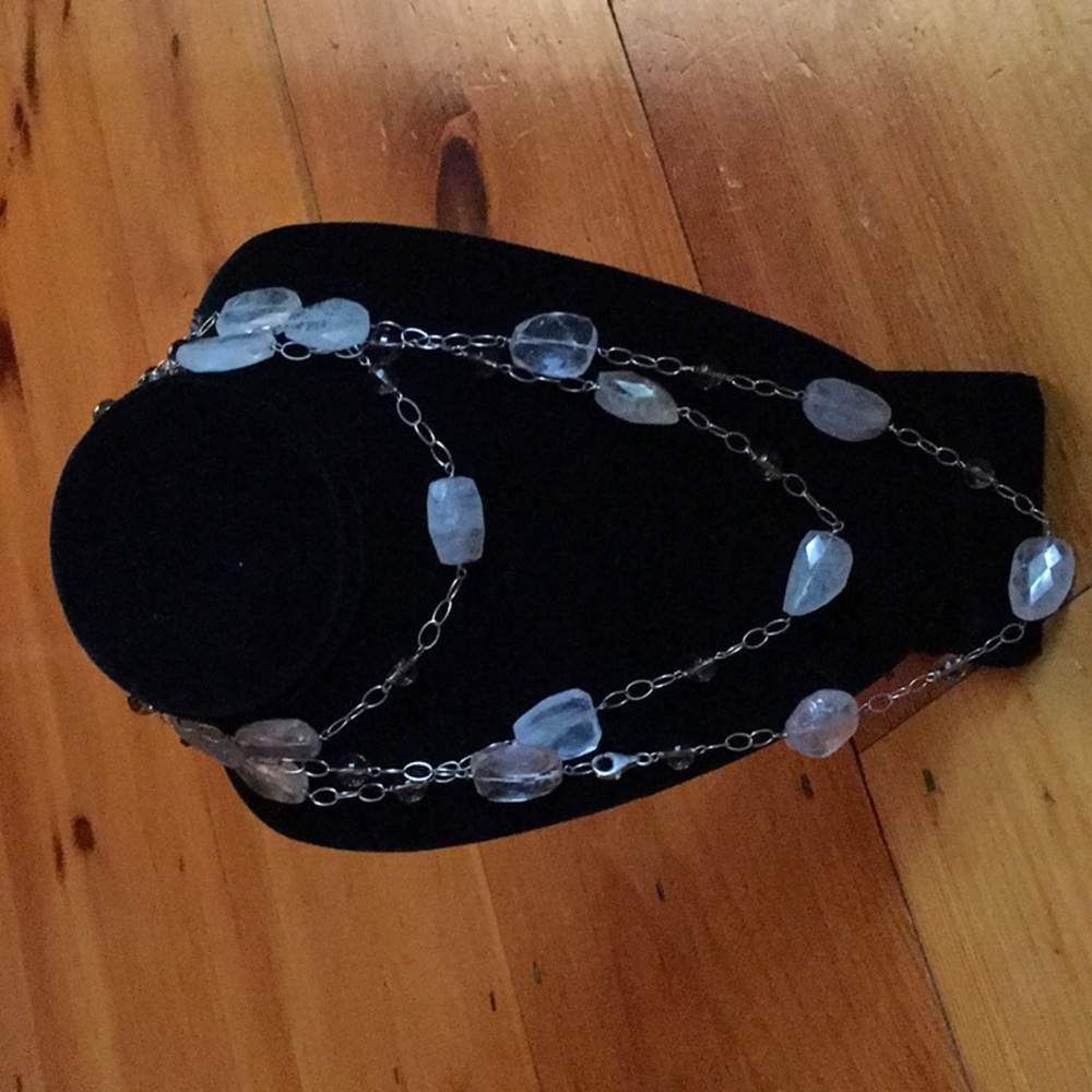 Silver Chain Necklace Accented With Beads